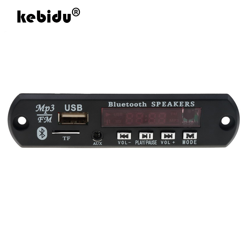 Kebidu 5V 12V 오디오 디코더 보드 모듈 LED 블루투스 통화 APE FLAC MP3 WMA WAV 디코더 보드, FM MP3 플레이어 AUX 3.5MM USB TF FM